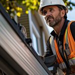 construction worker on house roof