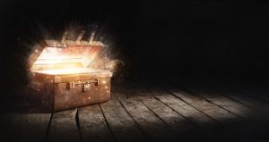 Treasure chest with gold glowing light